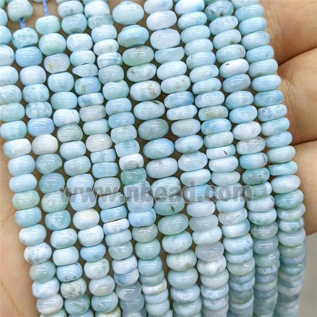 Natural Larimar Beads Smooth Rondelle Blue AA-Grade