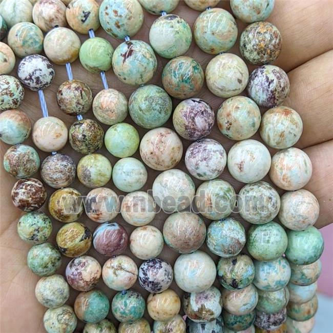 Natural Peruvian Turquoise Beads Green Smooth Round