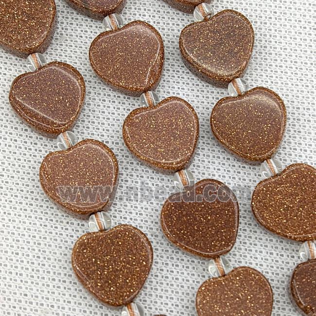 Gold Sandstone Heart Beads