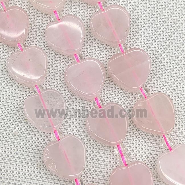 Natural Pink Rose Quartz Heart Beads