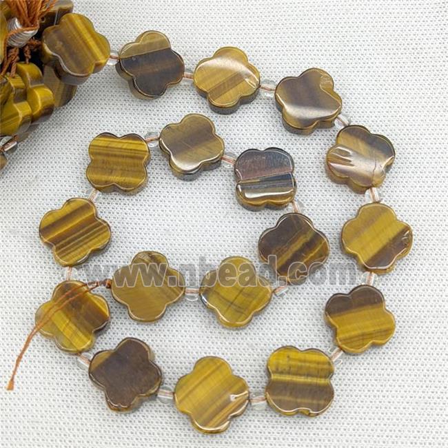 Natural Tiger Eye Stone Clover Beads
