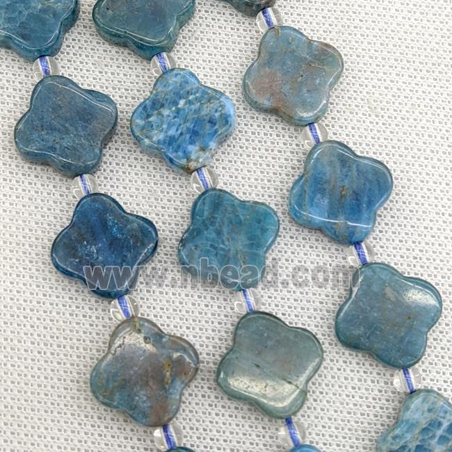 Natural Blue Apatite Clover Beads