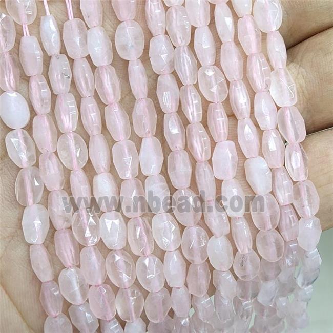 Natural Pink Rose Quartz Beads Faceted Oval