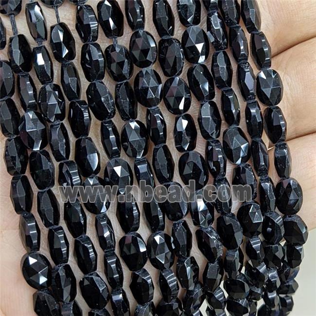 Natural Black Obsidian Beads Faceted Oval