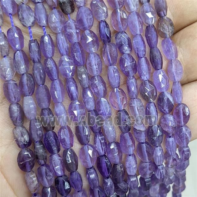 Natural Purple Amethyst Beads Faceted Oval