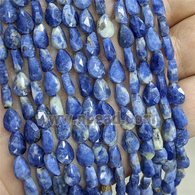 Natural Blue Sodalite Teardrop Beads Faceted