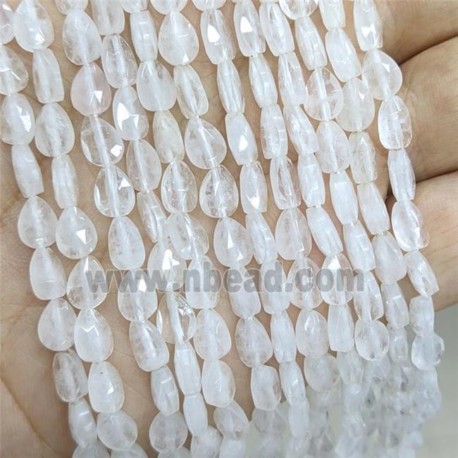 Natural Clear Quartz Teardrop Beads Faceted