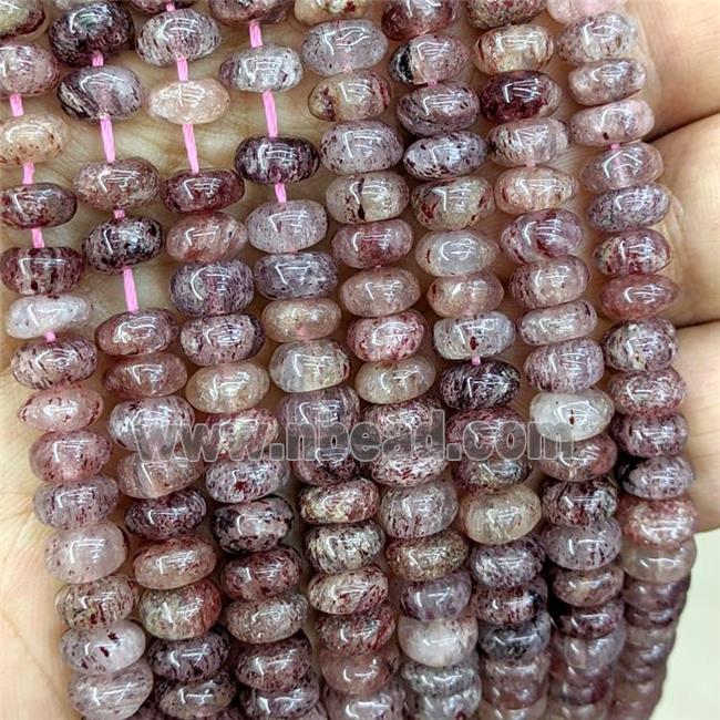 Natural Strawberry Quartz Beads Smooth Rondelle Pink