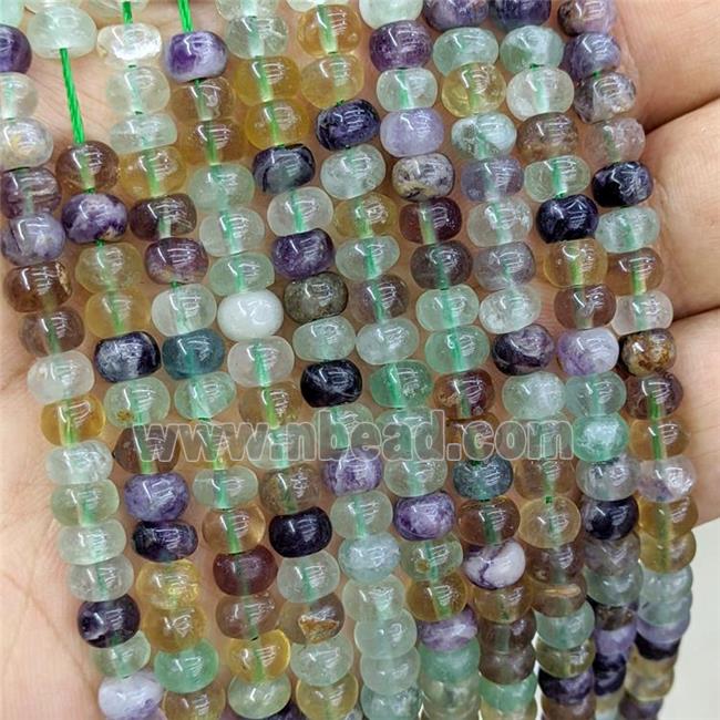 Natural Fluorite Beads Multicolor Smooth Rondelle