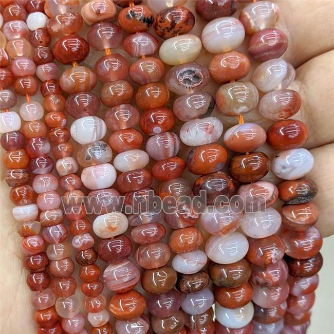 Natural Agate Rondelle Beads Red Smooth