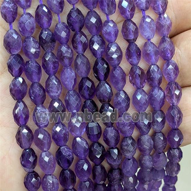 Natural Amethyst Beads Purple Faceted Rice