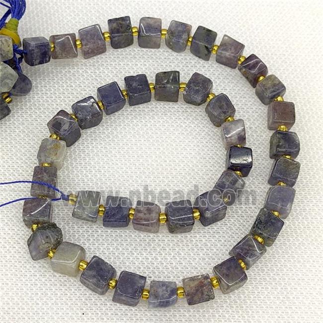 Natural Iolite Cube Beads Inkblue