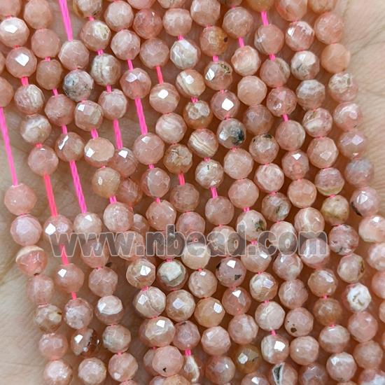 Natural Argentina Rhodochrosite Beads Pink Faceted Round Tiny