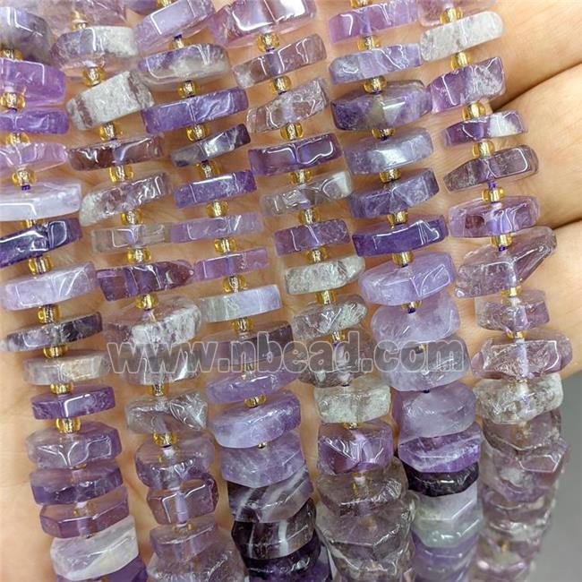 Natural Amethyst Heishi Spacer Beads Lt.purple