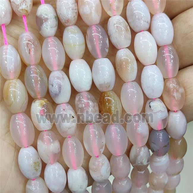 Natural Pink Sakura Cherry Agate Rice Beads