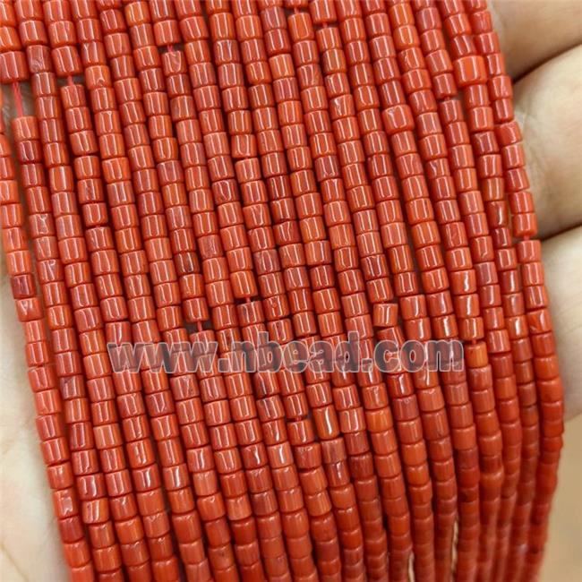 Natural Coral Tube Beads Orange Dye