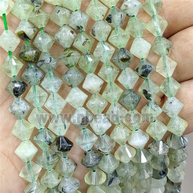 Natural Prehnite Bicone Beads Green