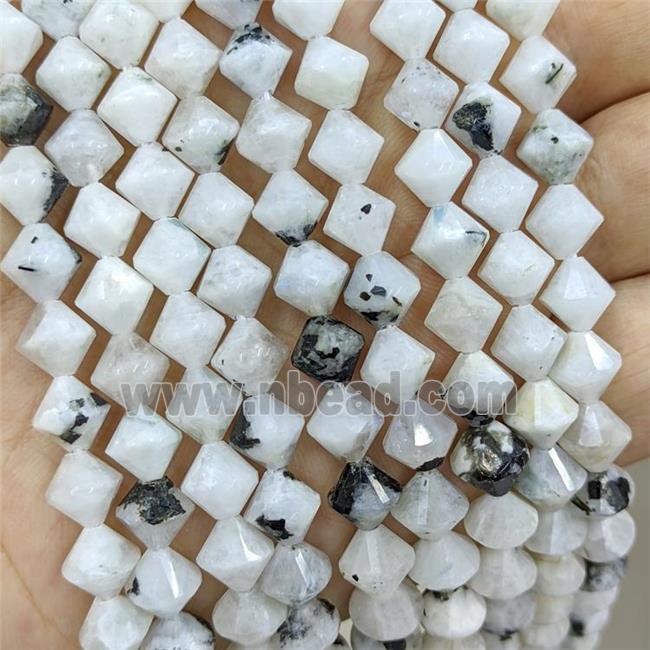 Natural White Moonstone Bicone Beads