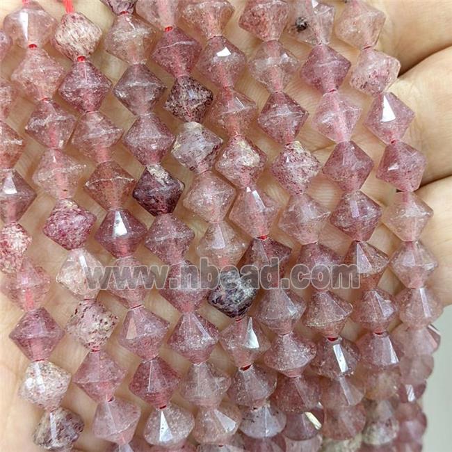 Natural Pink Strawberry Quartz Bicone Beads