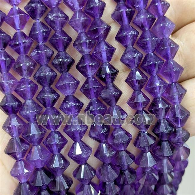 Natural Purple Amethyst Bicone Beads