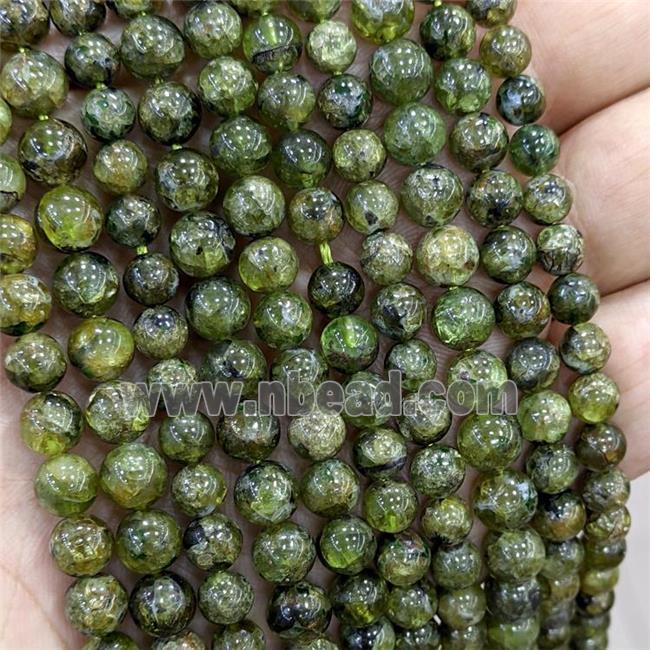 Natural Peridot Beads Green C-Grade Smooth Round