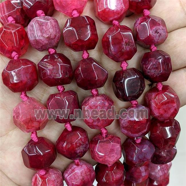 Natural Agate Nugget Beads Red Dye Faceted Freeform