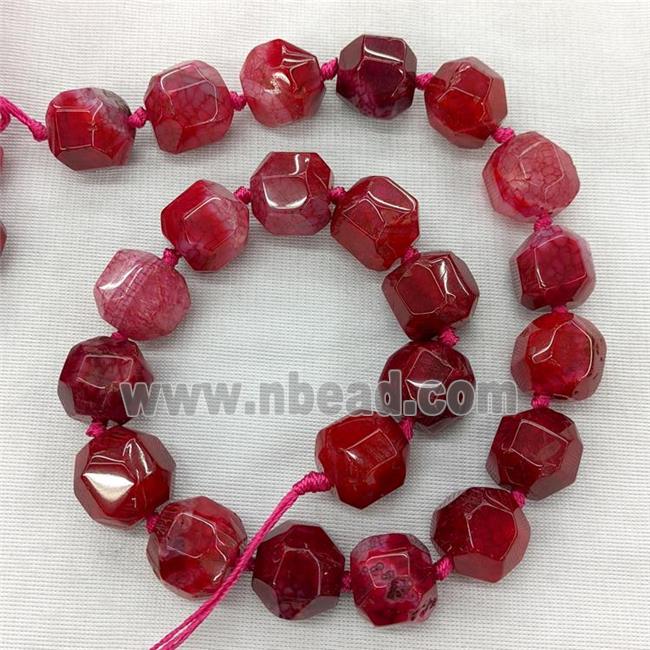 Natural Agate Nugget Beads Red Dye Faceted Freeform