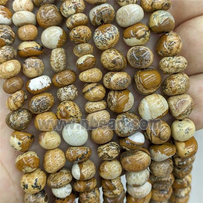 Natural Picture Jasper Chips Beads Freeform Khaki