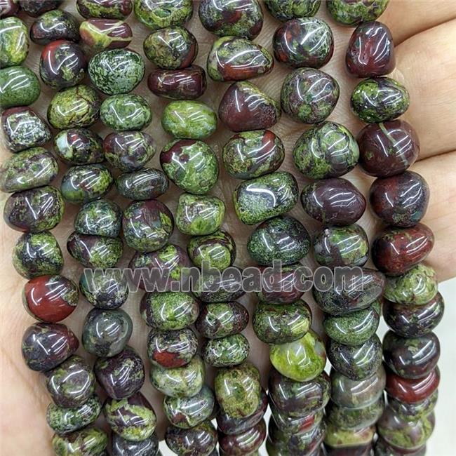 Natural Dragon Bloodstone Chips Beads Green Freeform