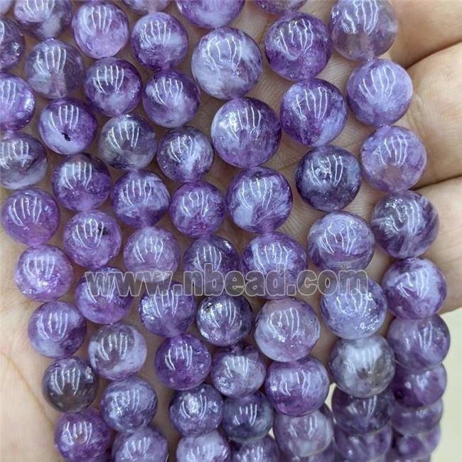 Natural African Lepidolite Beads Purple Smooth Round