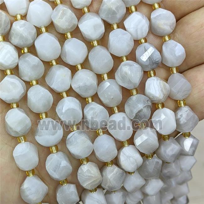 Natural White Crazy Lace Agate Twist Beads S-Shape Faceted