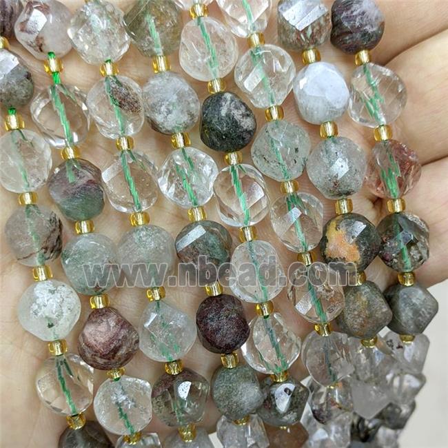 Natural Chlorite Quartz Twist Beads S-Shape Faceted
