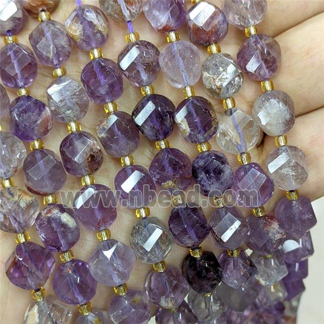 Natural Purple Phantom Quartz Twist Beads S-Shape Faceted