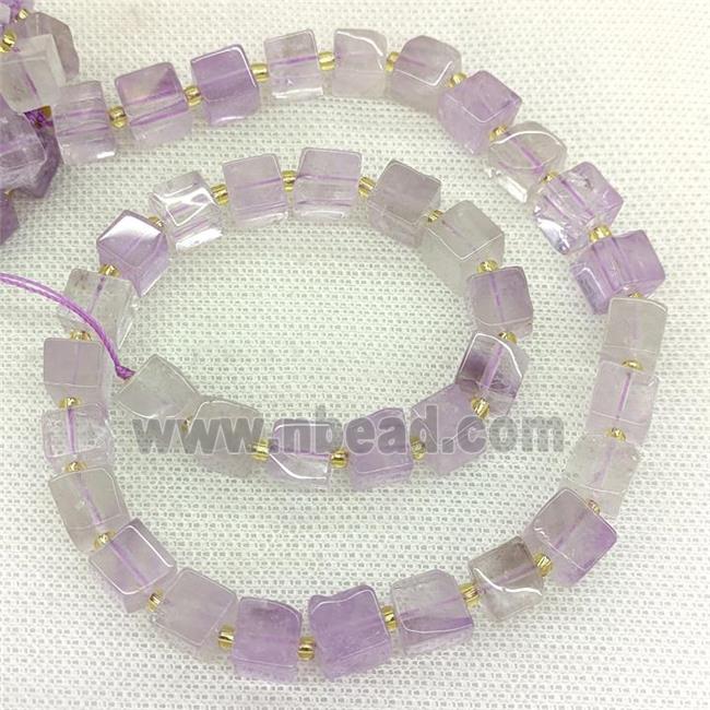 Natural Amethyst Cube Beads Lt.purple
