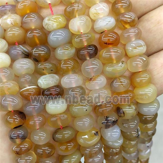 Natural Agate Beads Smooth Rondelle