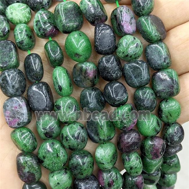 Natural Ruby In Zoisite Beads Green Chips Freeform