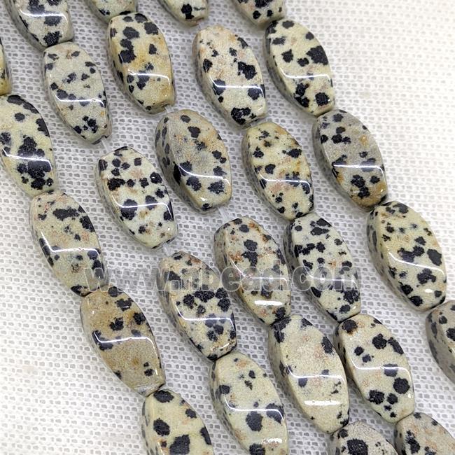 Natural Black Dalmatian Jasper Twist Beads