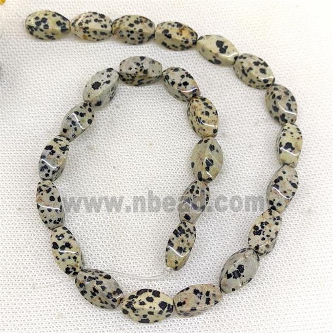 Natural Black Dalmatian Jasper Twist Beads