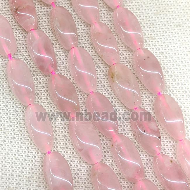Natural Pink Rose Quartz Twist Beads