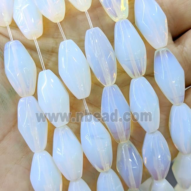 White Opalite Rice Beads Faceted