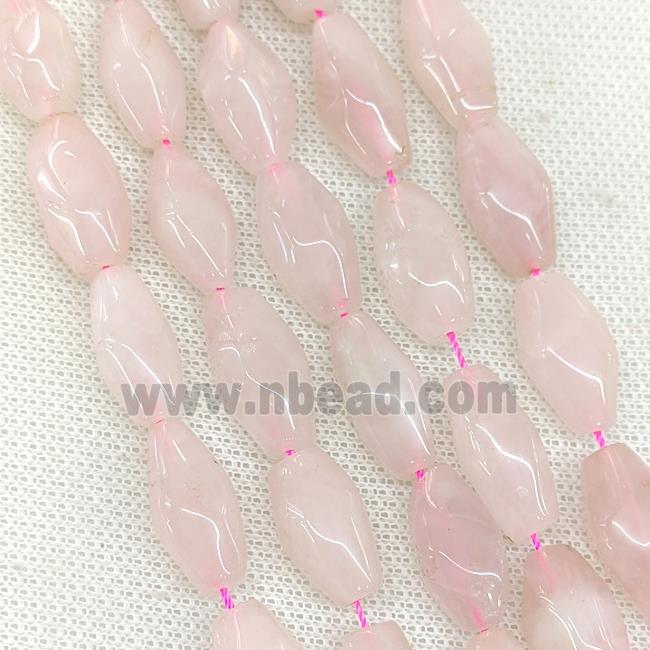 Natural Pink Rose Quartz Rice Beads Faceted