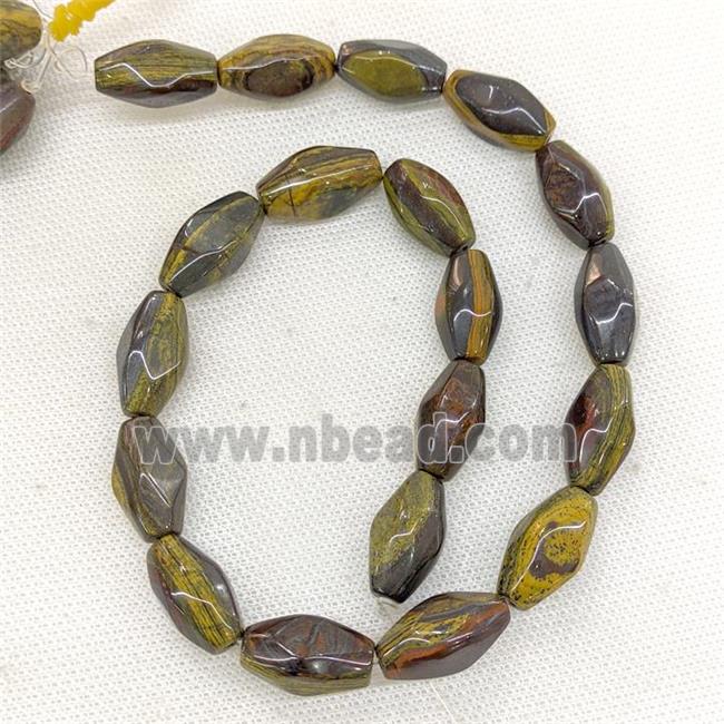 Natural Iron Tiger Eye Stone Rice Beads Faceted