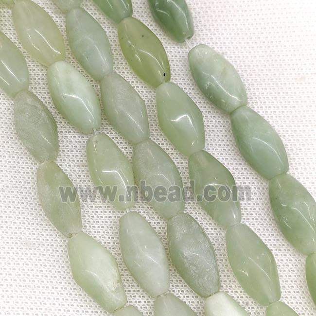 Green Aventurine Beads Faceted Rice B-Grade