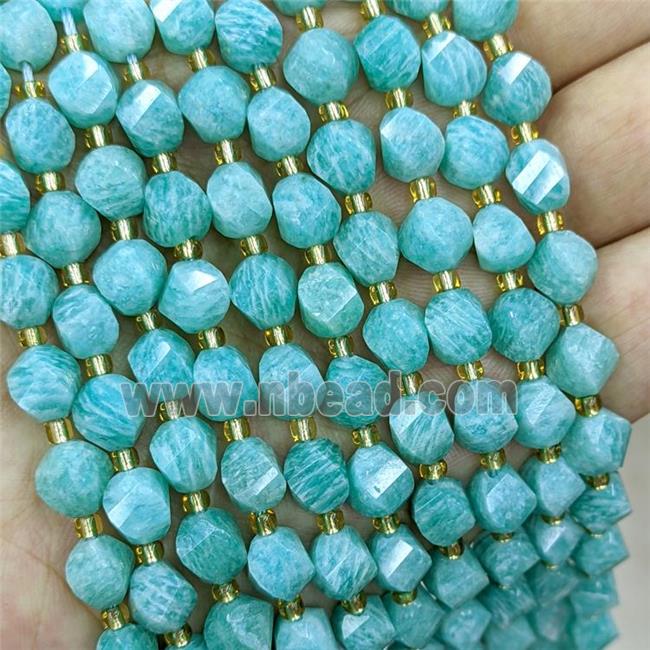 Natural Green Amazonite Twist Beads S-Shape Faceted