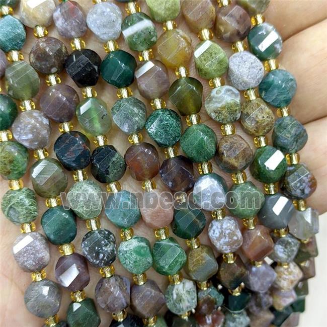 Natural Indian Agate Twist Beads S-Shape Faceted Multicolor
