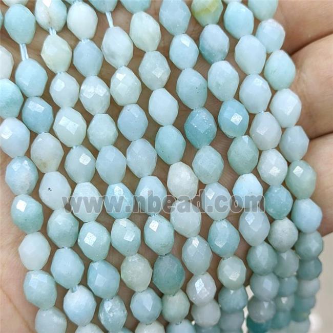Natural Chinese Blue Amazonite Beads Faceted Rice