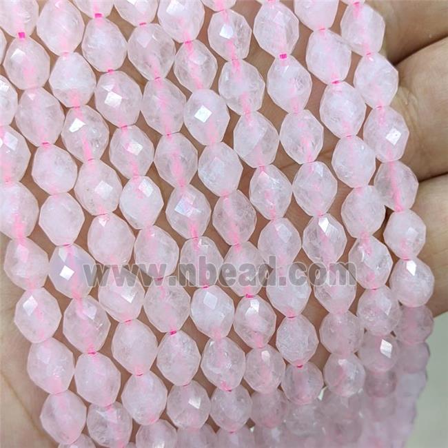 Natural Pink Rose Quartz Beads Faceted Rice