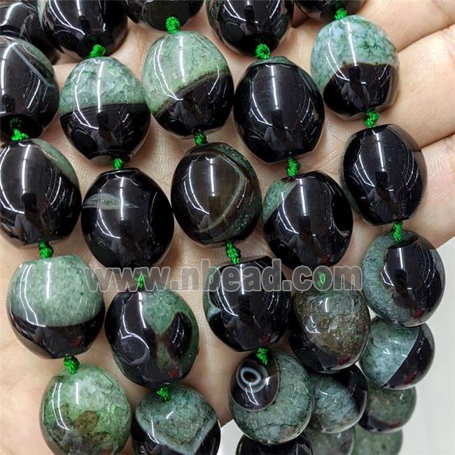 Natural Druzy Agate Barrel Beads Green Dye