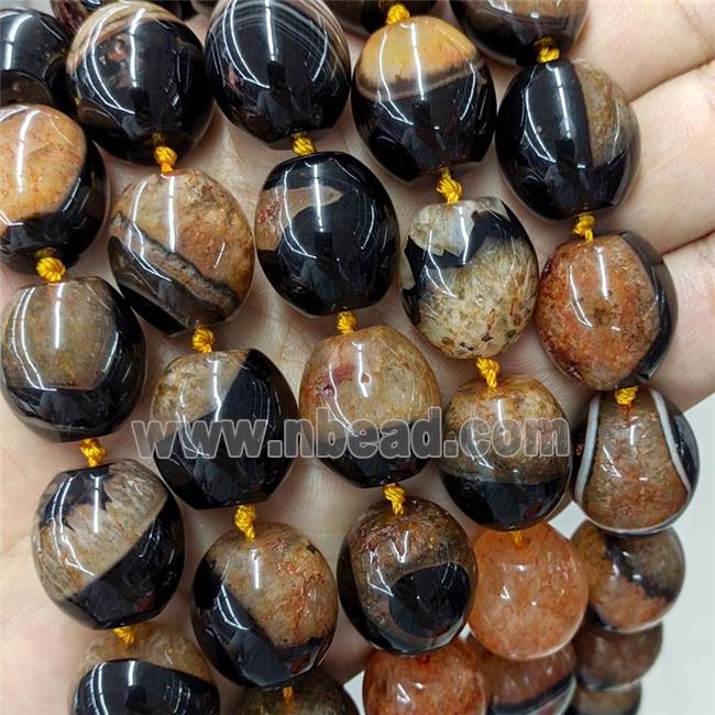 Natural Druzy Agate Barrel Beads Orange Dye