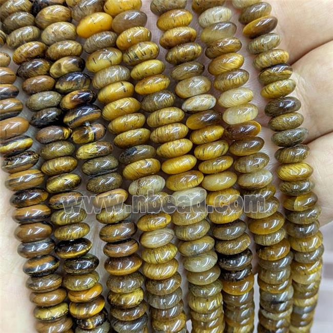 Natural Tiger Eye Stone Rondelle Beads Smooth
